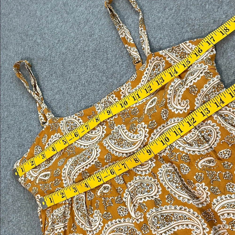 Carly Jean Los Angeles Midi Dress Sundress Small Strap Tiered Boho Mustard - Picture 3 of 9